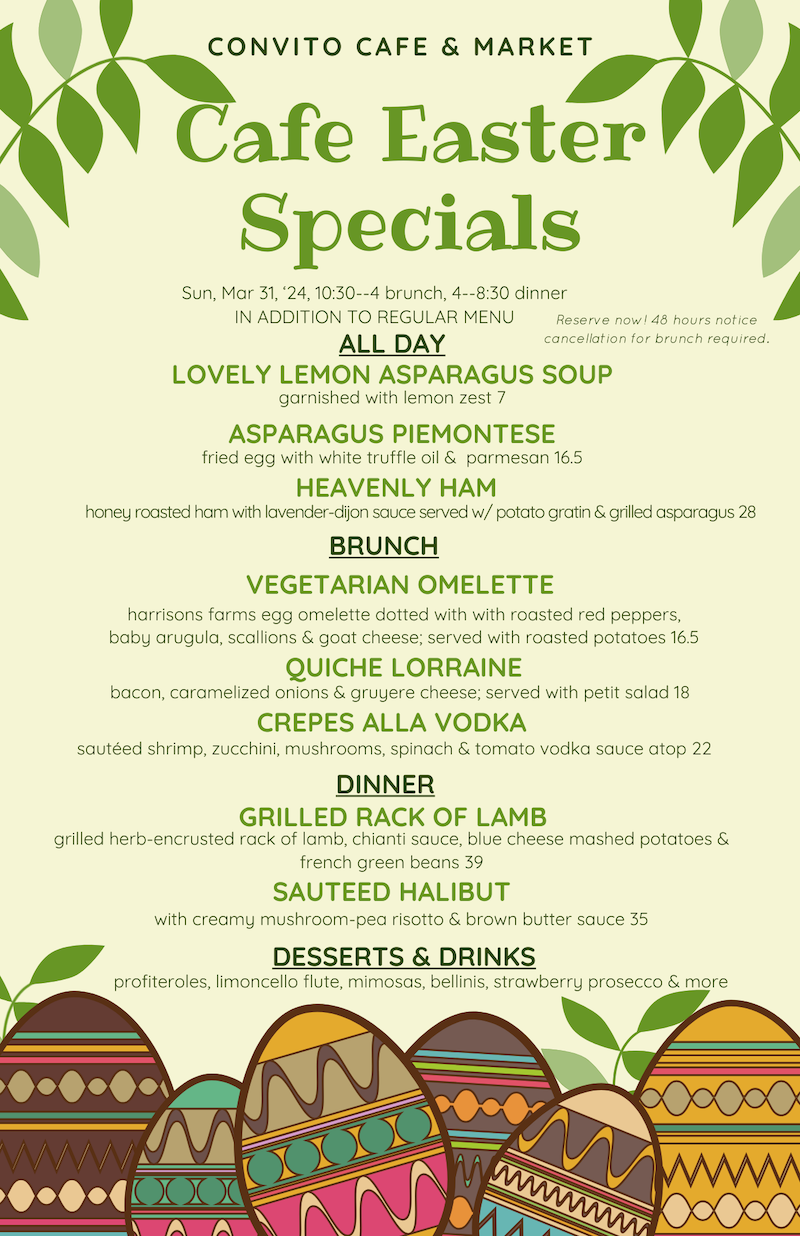 Convito Cafe Easter Specials 2024