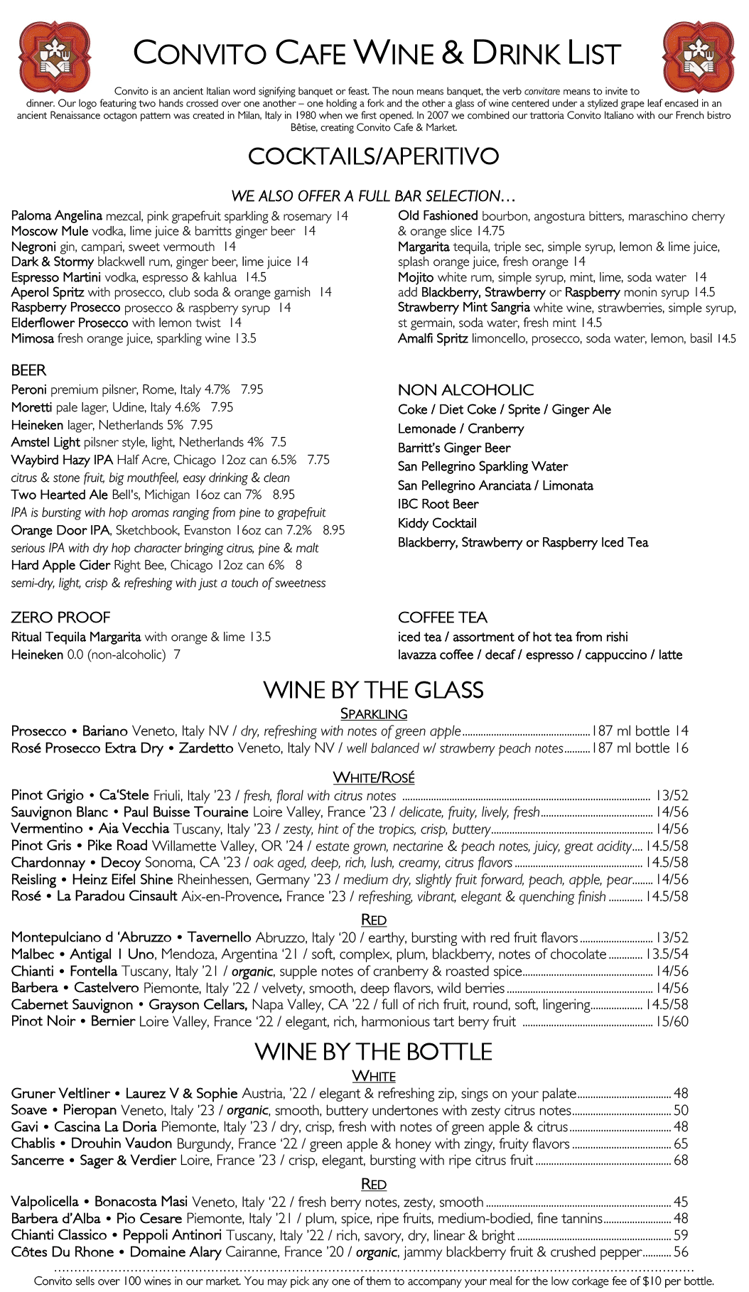 Convito Drink Menu 2025