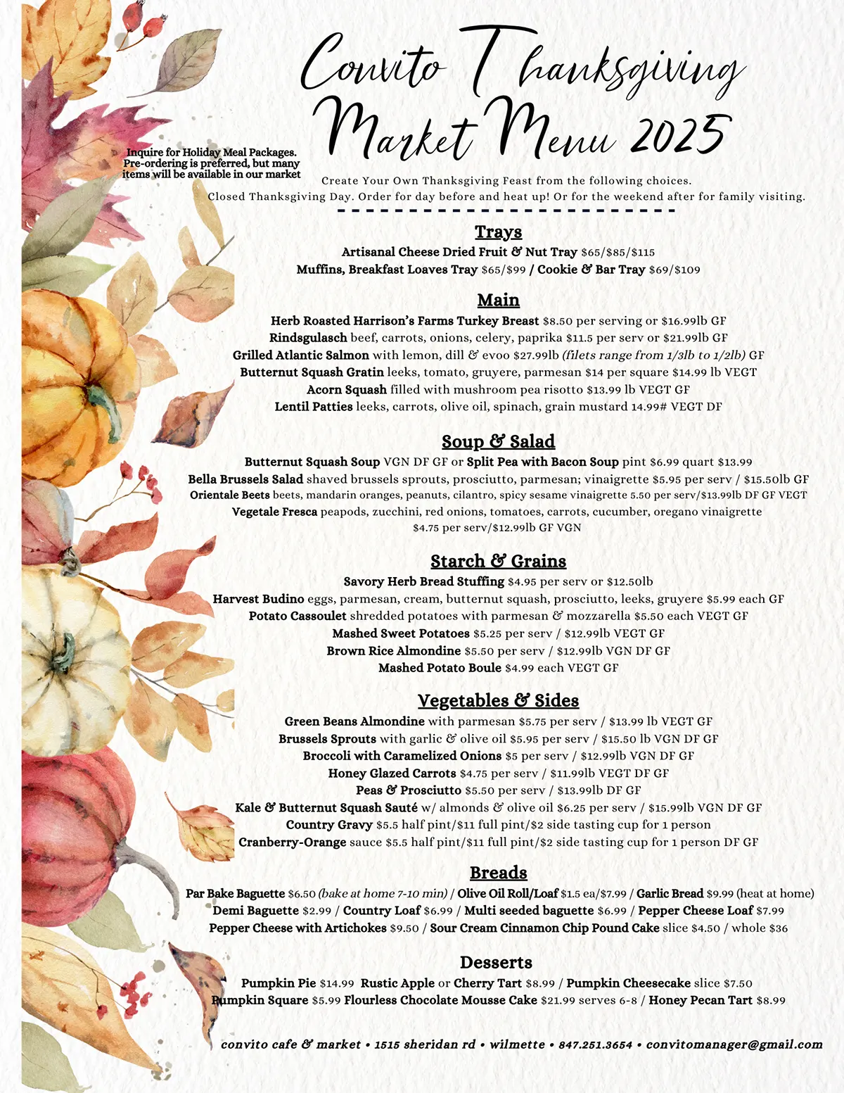 Convito Thanksgiving Market Specials 2025