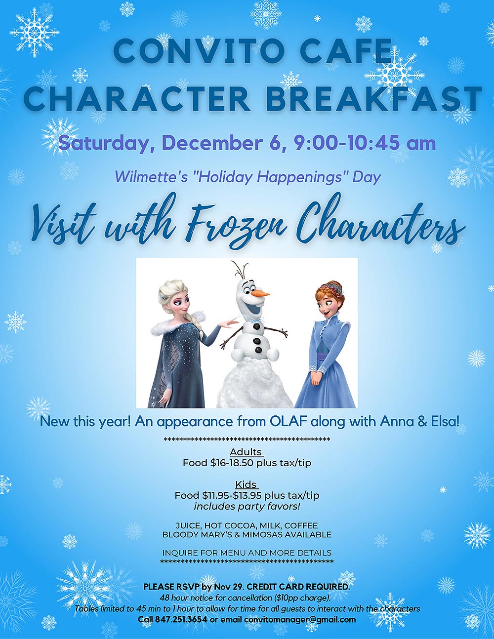 Convito Cafe Character Breakfast